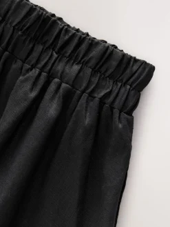 Next Black 100% Linen Midi Skirt Outlet