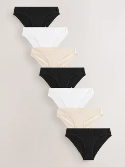 Next Bikini Cotton Rich Knickers 7 Pack Black / Pastel Rose Nude / White Online