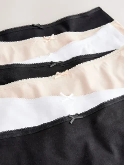 Next Midi Cotton Rich Knickers 7 Pack Black / Pastel Rose Nude / White Best