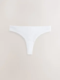 Next Thong Cotton Rich Knickers 7 Pack Black / Pastel Rose Nude / White New