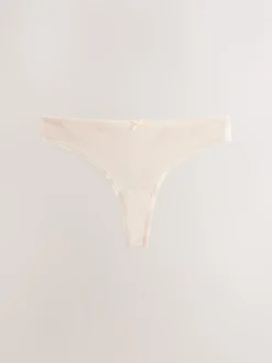 Next Thong Cotton Rich Knickers 7 Pack Black / Pastel Rose Nude / White New