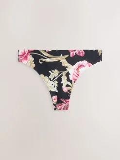 Next Black / Praline Nude / Pink Floral Thong No VPL Light Flow Period Knickers 4 Pack Online