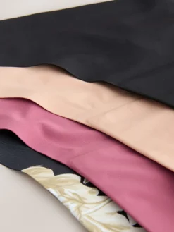 Next Black / Praline Nude / Pink Floral Thong No VPL Light Flow Period Knickers 4 Pack Online