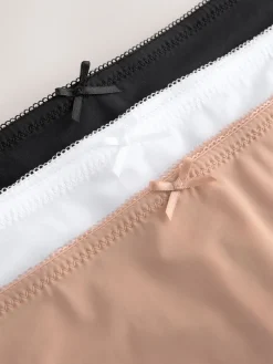 Next Brazilian No VPL Lace Back Briefs 5 Pack Black / White / Praline Nude Outlet