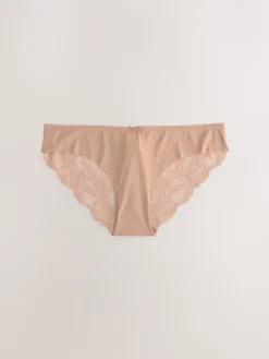 Next Brazilian No VPL Lace Back Briefs 5 Pack Black / White / Praline Nude Outlet