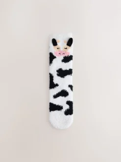 Next Black and White Cow 1 Pack Cosy Ankle Socks in a Gift Box Sale