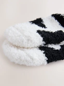 Next Black and White Cow 1 Pack Cosy Ankle Socks in a Gift Box Sale