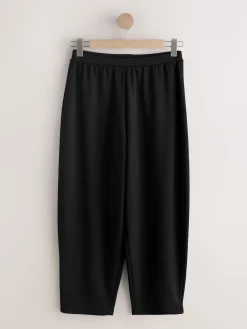 Next Black Barrel Leg Compact Trousers Hot