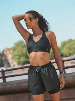 Next B-GG Active Sports High Impact Dry Tech Zip Front Bra Black Discount