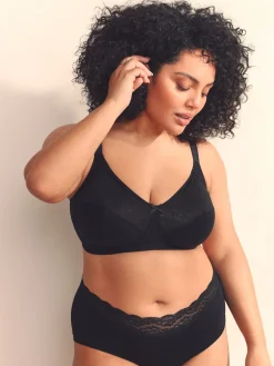 Next B-H Total Support Full Cup Non Wire Cotton Ultimate Comfort Bra Black Sale