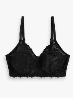 Next B-H Total Support Non Pad Non Wire Full Cup Lace Ultimate Comfort Bra Black New