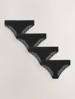 Next Black Bikini Cotton Lace Knickers 4 Pack