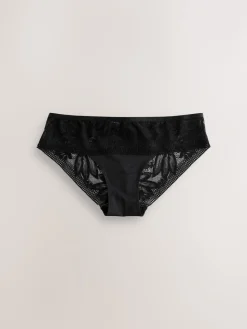 Next Brazilian Lace And Microfibre Knickers Black