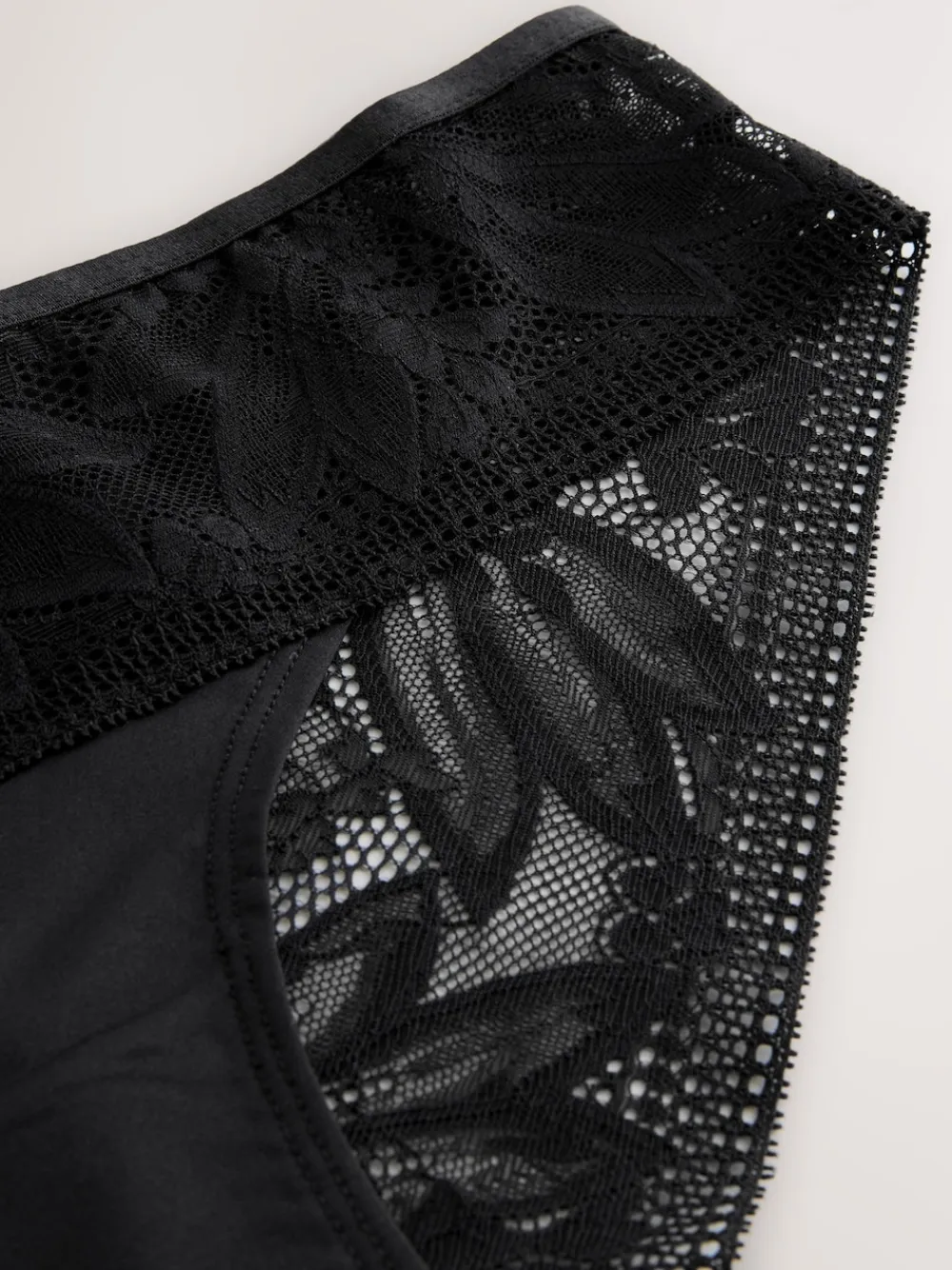 Next Brazilian Lace And Microfibre Knickers Black