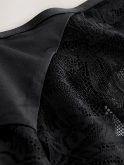 Next Brazilian Lace And Microfibre Knickers Black