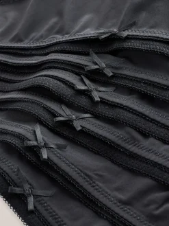 Next Brazilian Lace Back NVPL Knickers 7 Pack Black New