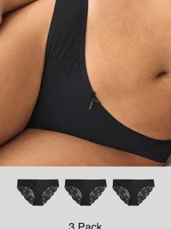 Next Brazilian No VPL Lace Back Briefs 3 Pack Black Best