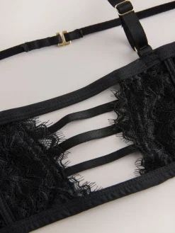 Next Black Bustier A-E Lace Bra Clearance