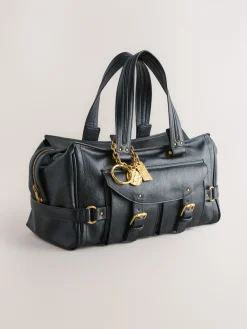 Next Charm Buckle Hand Held Bag Black Sale