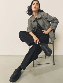 Next Cleat Chunky Lace Up Trainers Black Clearance