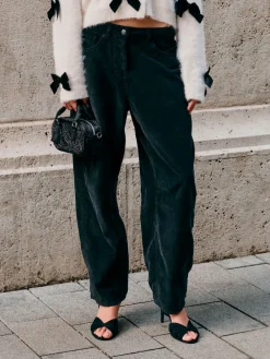 Next Cord Barrel Leg Trousers Black Online