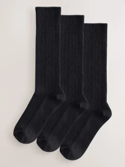 Next Cotton Slub Slouchy Ankle Socks 3 Pack Black Outlet