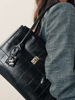 Next Croc Effect Shoulder Bag Black Best