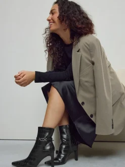 Next Forever Comfort® Hardware Trim Heeled Ankle Boots Black Croc Embossed Online