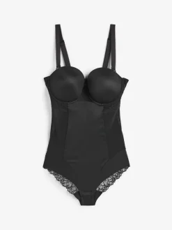 Next DD+ Firm Tummy Control Lightly Padded Lace Body Black New