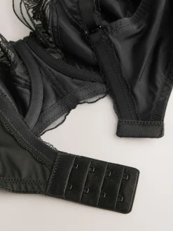 Next DD+ Non Pad Full Cup Side Support Embroidered Bra Black Online