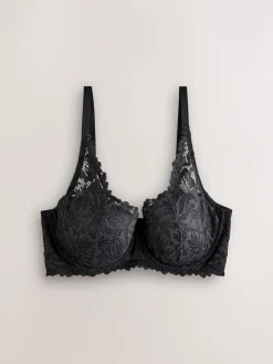 Next DD+ Pad Balcony Lace Ultimate Comfort Bra Black New