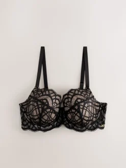 Next DD+ Pad Balcony Lace Bra Black Discount