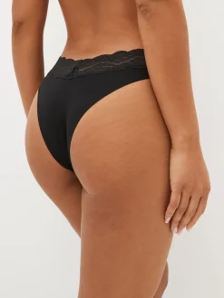 Next Extra High Leg Cotton Lace Knickers 4 Pack Black Discount