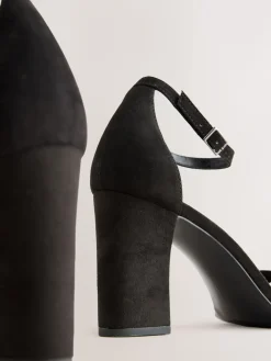 Next Extra Wide Fit Block Heel Sandals Black Best