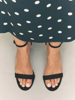 Next Extra Wide Fit Block Heel Sandals Black Best