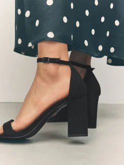 Next Extra Wide Fit Block Heel Sandals Black Best