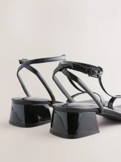 Next Extra Wide Fit Forever Comfort® Low Block Strappy Sandals Black