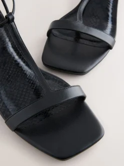 Next Extra Wide Fit Forever Comfort® Low Block Strappy Sandals Black