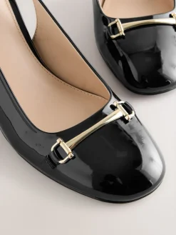 Next Extra Wide Fit Hardware Slingback Block Heels Black Discount