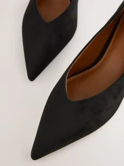 Next Extra Wide Fit Point Toe Low Kitten Heels Shoes Black Online