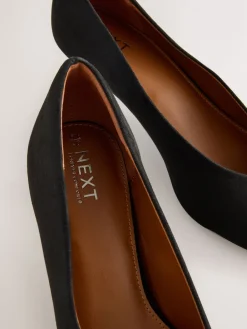 Next Extra Wide Fit Point Toe Low Kitten Heels Shoes Black Online