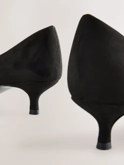 Next Extra Wide Fit Point Toe Low Kitten Heels Shoes Black Online