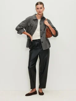 Next Faux Leather Barrel Leg Trousers Black Hot