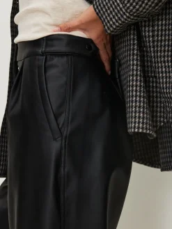 Next Faux Leather Barrel Leg Trousers Black Hot