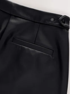 Next Faux Leather Barrel Leg Trousers Black Hot
