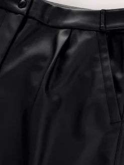 Next Faux Leather Barrel Leg Trousers Black Hot