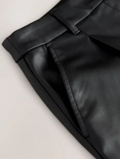 Next Faux Leather Jort Trousers Black Hot