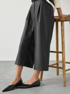 Next Faux Leather Jort Trousers Black Hot