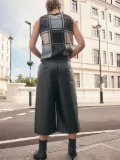 Next Faux Leather Jort Trousers Black Hot