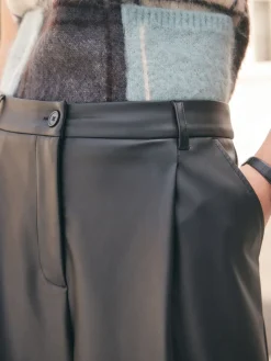 Next Faux Leather Jort Trousers Black Hot